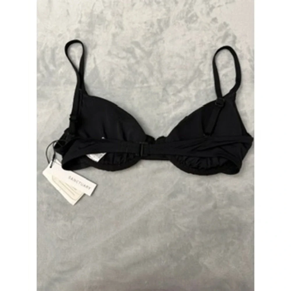 NWT Sanctuary Bikini Top Womens Black Underwire Recycled Polyester L $65.00